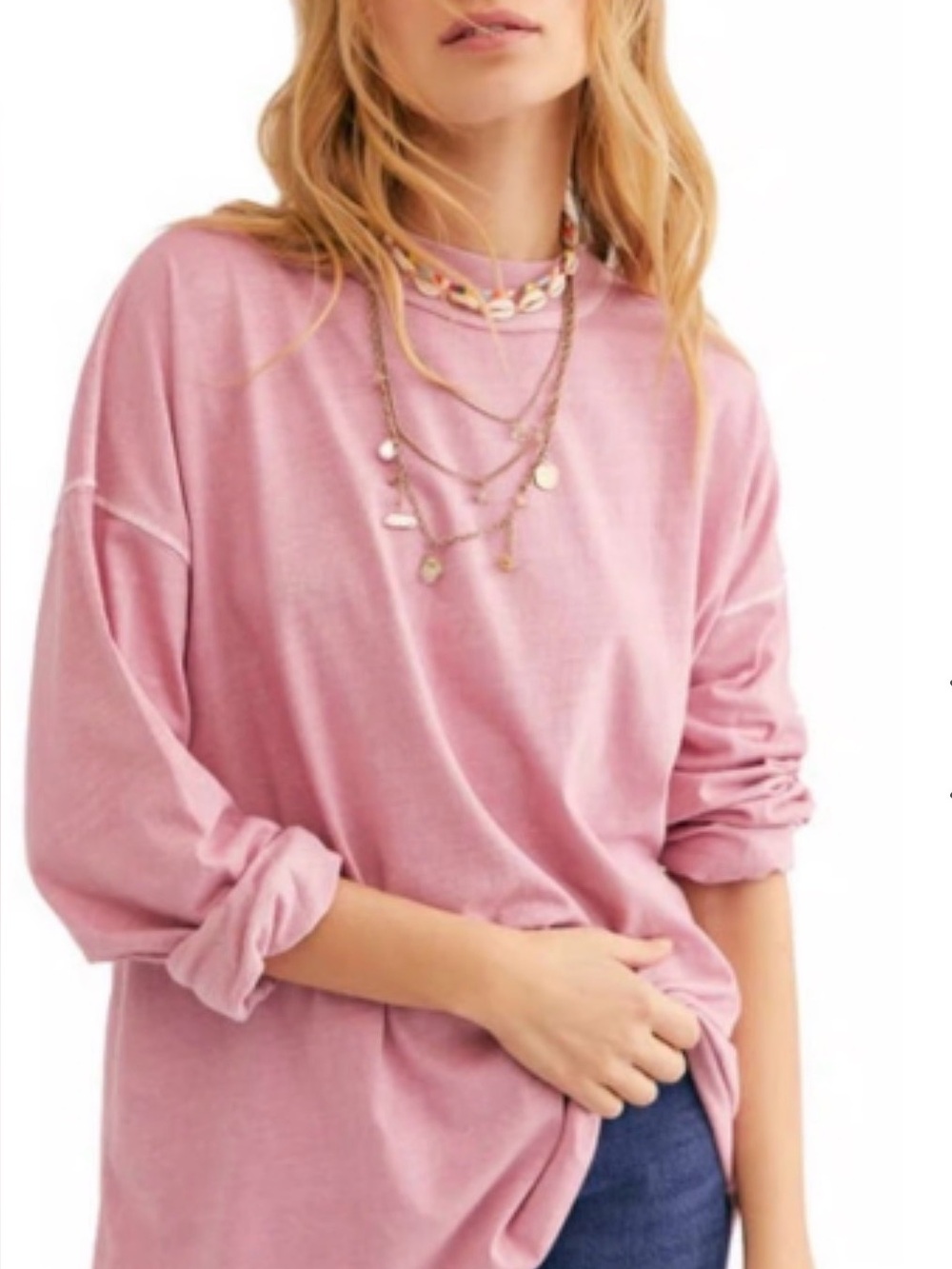 ☀️We The Free Oversized Mock Neck 100% Cotton Top Pink Size XS
